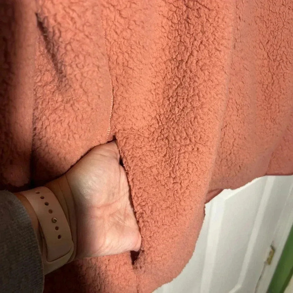 Lands End Sherpa Fleece Full Zip Up Womens Large Jacket Soft - Dark Rose Clay - Picture 5 of 10